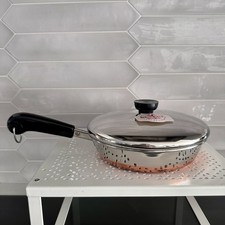 1980 Revere Ware 8 In Skillet Fry Pan w/ Lid Stainless Steel Copper Bottom W/tag picture