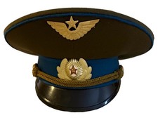 Vintage Cold War Soviet USSR Air Force Officer Parade Visor Cap with Insignia picture