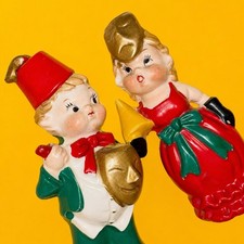 π₯³ HAPPY NEW YEAR Norcrest Japan Kitsch Masquerade Salt Pepper Shakers Vtg picture