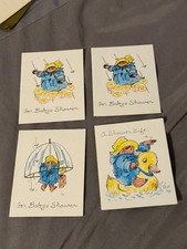 Vintage 1978 Paddington Bear Baby Shower Cards, Set of 4 C.R. Gibson Gift Cards, picture
