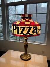 Vintage Pizza Hut Lamp -- Tiffany Style Desk Lamp with Iron Stand -- NEW picture