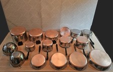 Vintage REVERE Ware 1801 Copper Botton Cookware Pots and Pans 25 piece Set picture