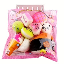 10Pcs Cute Mini Squishy Toys Soft Bread Toast Mochi Squeeze Stress Relievers picture