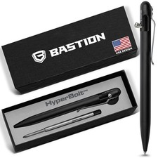 BASTION Slim Aluminum Jet Black Bolt Action Ink Pen | EDC Pocket Mens Gift Metal picture
