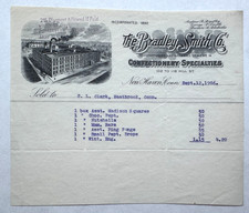 Vintage 1906 Billhead New Haven CT Bradley Smith Confectionery 102 Hill Street picture