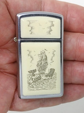 Vintage 1978 Zippo Lighter Faux Whaling Tall Ship Nautical picture