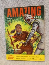 VINTAGE AMAZING STORIES--March 1954 pulp sci-fi magazine picture