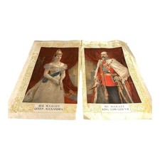 Antique Coronation Silk of King Edward VII and Queen Alexandria 1901 picture