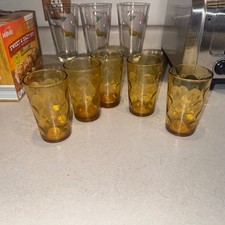 Hazel Atlas El Dorado Juice Glasses (s/5) - Amber Colored Glass Thumb Print picture
