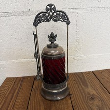 Gorgeous Victorian Cranberry Glass Silver Plate Castor with thongs picture
