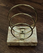 VINTAGE Pink Marble & Brass Letter/ Envelope Holder -Gorgeous - Great condition  picture