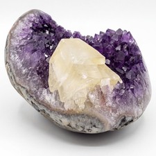 Deep Purple Amethyst Geode Cluster with Calcite - Natural Crystal Decor picture