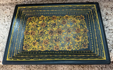 VTG Olinala Mexico Argeo Apresa Lacquer Wood Tray Hand Paint Floral 13
