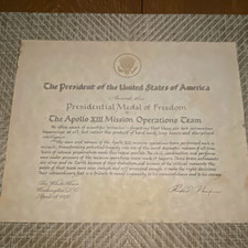 Apollo 13 Signed Presidential Medal of Freedom Certificate April 18, 1970 picture