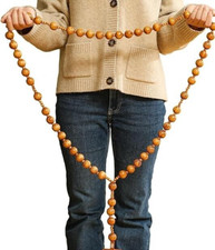 Giant Big Beads Rosario Natural Wood Jesus METAL Cross XL Large 37