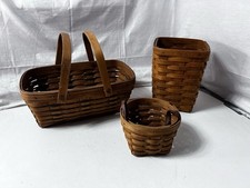 set of 3 Longaberger Baskets 1992 & 1994:  13x8, 8x6, 4x5 picture