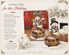 Kirkland Tinseltown Snowman Christmas Candy Dish Stardust Winter Collection VTG picture