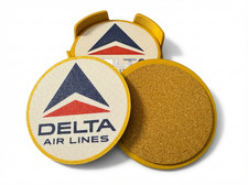 Delta Air Lines Retro Logo Coaster Set (4) w/ Holder – Vintage Aviation Decor picture