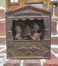 ANTIQUE 1884 SHEPARD HARDWARE CO. CAST IRON PUNCH AND JUDY MECHANICAL BANK ORIG. picture