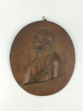 Antique English Bas Relief bronze Portrait plaque Man wearing Garter dated 1840 picture