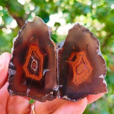 Mirror Polished Extremely Rare Turkish Red Fox Agate Pair Uv Reactive picture