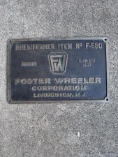 Antique 1923 Foster Wheeler Corp Bronze Brass Industrial Plaque F-580 NJ 11” picture