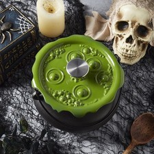 Smith and Clark Cast Iron Cauldron Pot with Green Bubbling Lid 4QT picture