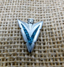 Vtg Crushed Turquoise Arrowhead Silver Tone Lapel Pin Tie Hat Tac Southwestern picture