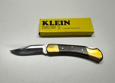 NOS Vintage Klein Tools 44035 Lockback Pocket Knife Wood Brass Japan Box picture
