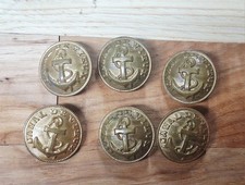 Lot Of 6 Vintage Canal de Vieux Navy Military Anchor  Brass Buttons picture