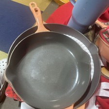 Le Creuset France 23 Orange Enamel Cast Iron Cousances Glissemail Skillet Pan 9