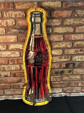 Original RARE Vintage Antique Coca Cola Bottle Tin Sign Soda Advertising picture