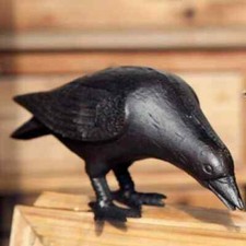 Primitive Large Realistic Decorative Cast Iron Raven Crow Black Bird Head Down picture