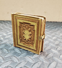 Antique Victorian Tooled Leather Gem Tintype Pocket Photo Album – Brass Clasp picture