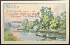 Please Write Half Loaf Saying River Scene Early 1910s Postcard Series 709 picture