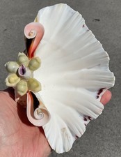 Clam Shell Ocean Seashell Decór Serving Bowl Dish 6” Vtg picture