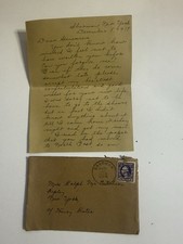 1918 Antique Handwritten Letter Envelope Sherman NY 3c Washington Stamp picture