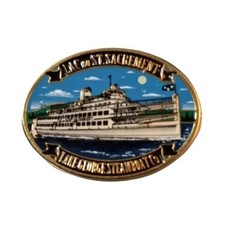 Lac Du Saint Sacrement Lake George Steamboat Company Scenic Travel Souvenir Pin picture