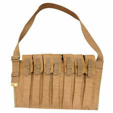 WWII British 7 Pocket 1944 Magazine Pouch Bandolier For Sten Repro-Light KHAKI picture