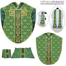 Metallic Green Chasuble St. Philip Neri Style vestment mass set, IHS Embroidery picture