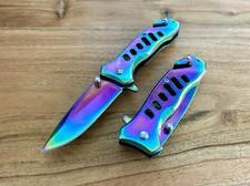 6.5” Rainbow Mini Tactical EDC Spring Assisted Open Blade Folding Pocketknife picture