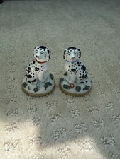 Antique Pair Porcelain Dalmatian Dog Figurines Staffordshire/Samson? Anchor Mark picture