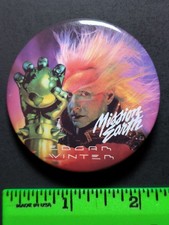 Vintage 1986 Mission Earth Space Jazz Edgard Winter Hubbard Novel Pinback Pin picture