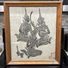 Antique Thai Temple Charcoal Rubbing Rice Paper Musicians Ramakien Art Cambodian picture