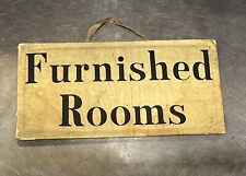 1920’s Enamel Over Cardboard Furnished Rooms Sign picture