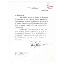 1946 Harry Truman Signed Typed Letter to Dwight H. Green, Governor of Illinois picture