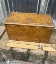 Vintage 1880s Oak Folding Puzzle Box Seeing Parts Stash Box Steampunk Storage picture