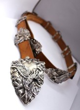 Vintage Navajo Sterling Silver Eagle Arrowhead Concho Belt – Signed H. Mtz. picture