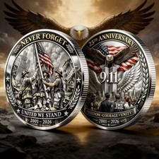 9/11 Memorial Challenge Coin 25th Anniversary Never Forget Firefighter EMS Gift picture