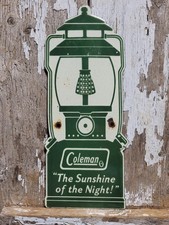 VINTAGE COLEMAN PORCELAIN SIGN RARE OLD CAMPING LANTERN HIKING NATIONAL PARK picture